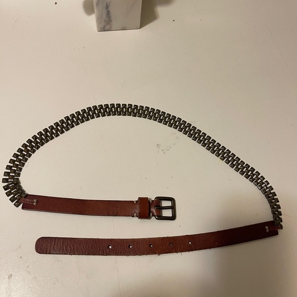 Fossil Womens Hip Belt L Brown Leather Metal Linked Studded
Chain Boho Skinny - Picture 11 of 13